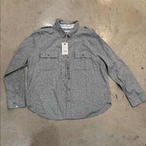 Lucky Brand Gray Polka Dot Blouse